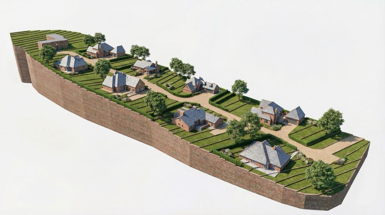Illustrative wider-site residential concept at Pouchen End