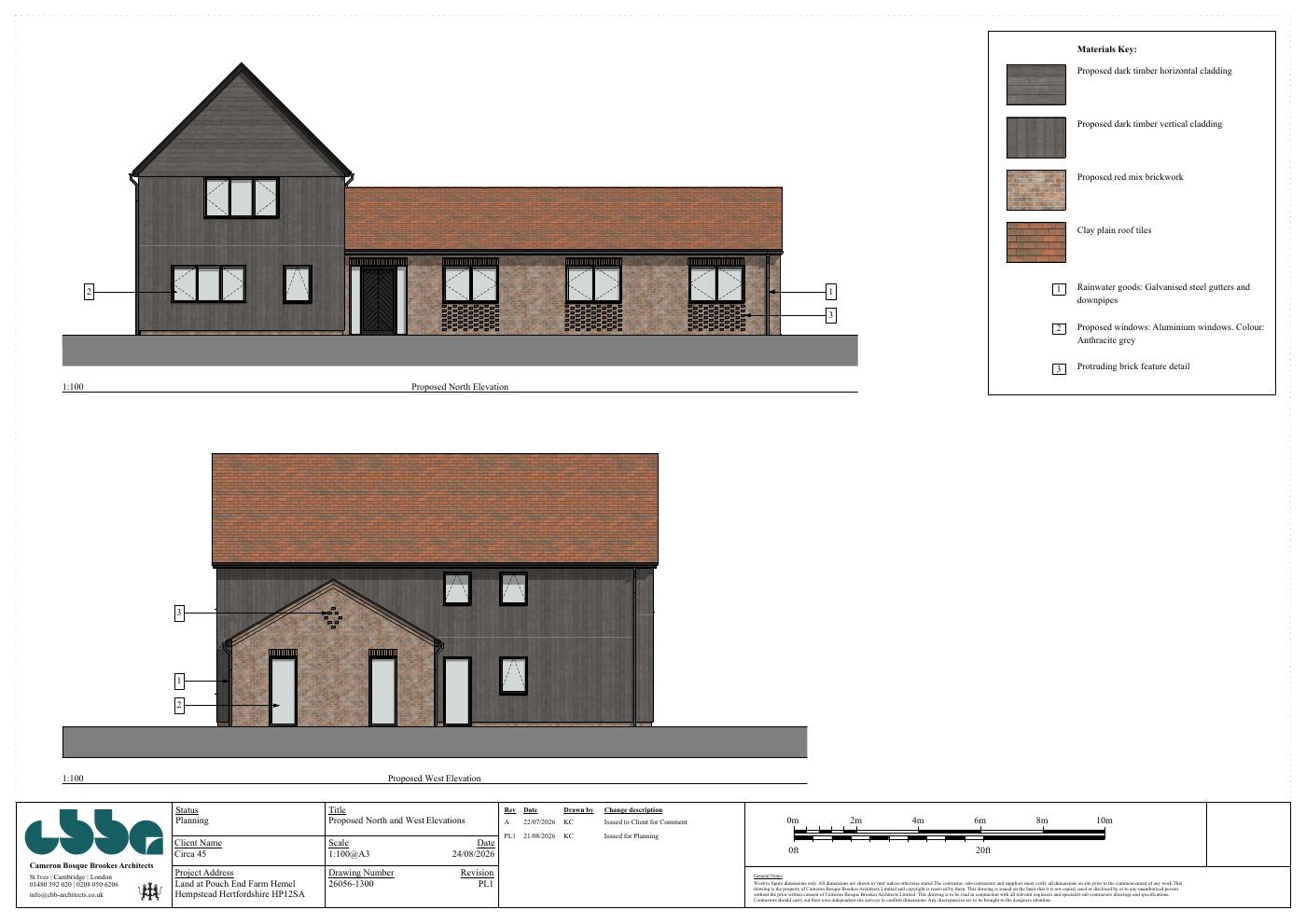 View House submitted north and west elevations by Cameron Bosque Brookes Architects