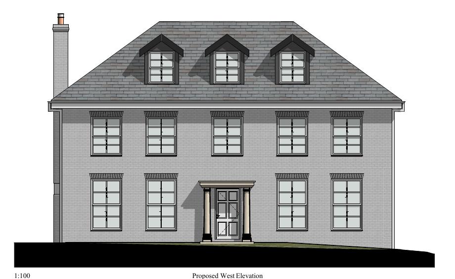 Georgian-style Village House revised front elevation by Cameron Bosque Brookes Architects